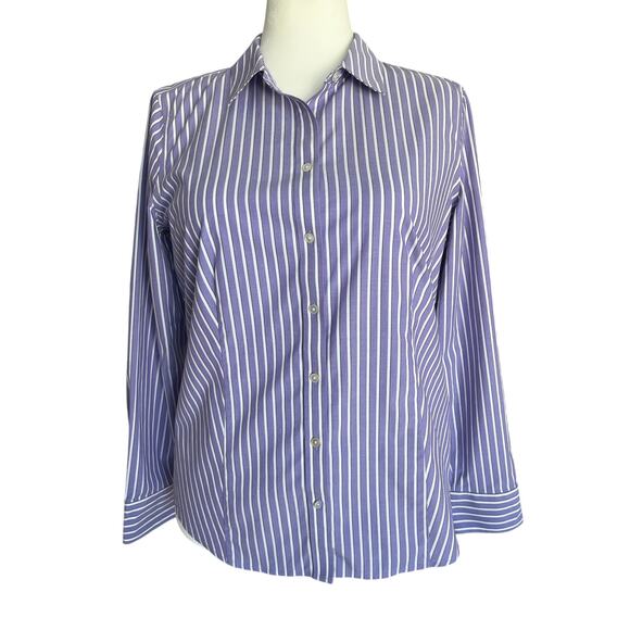 Talbots Women's Size 14 Wrinkle Resistant Button Up Shirt Fitted Purple Career - Picture 1 of 11